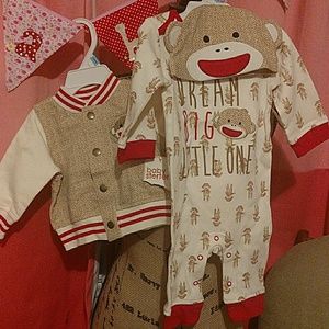 Baby Starters Boy Onesie Outfit Set; Jacket & Hat